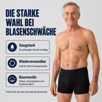 Senior trägt schwarze Inkontinenz-Boxershorts für Männer bei Blasenschwäche